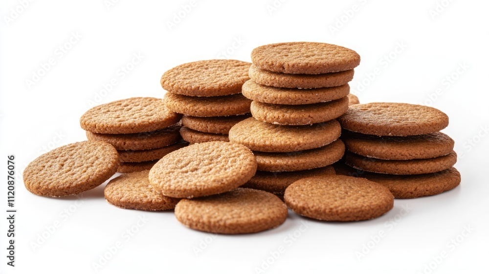 Poster gingerbread cookie stack on a white background showcasing unique shapes and textures for creative cu