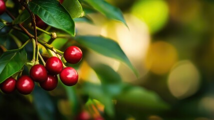 Obraz premium Red bean plants rich in protein and vitamins showcasing vibrant red beans amidst lush green foliage in a natural setting