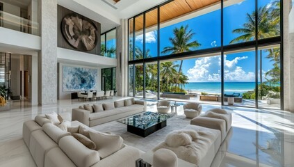 Luxurious beachfront living room with ocean view. (1)