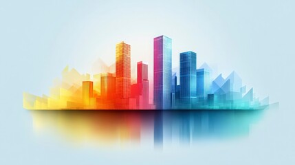 Fototapeta premium Colorful City Skyline Reflection