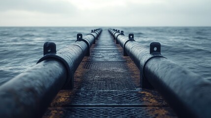Piping system for liquid transport extending over water at a marine jetty structure