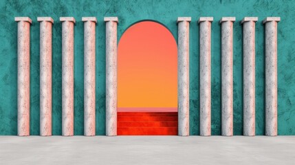 Obraz premium Colorful archway with columns