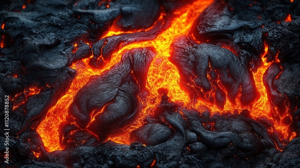 Poster molten lava flow textures intense colors hyper-realistic abstract background