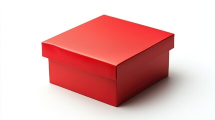 Red Christmas gift box on a white background with ample copy space ideal for festive branding and seasonal marketing campaigns.