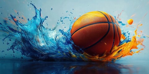 Basketball Splash Colorful Poster Fun Minimalist Sports Event Invitation for School Friendly Game Street Showdown