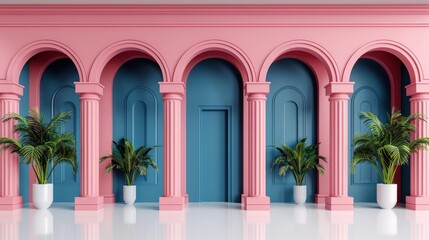 Fototapeta premium Vibrant pink and blue architectural design