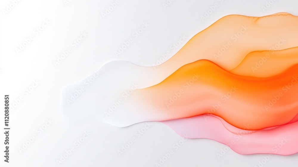 Poster abstract flowing waves in soft colors on a white background.
