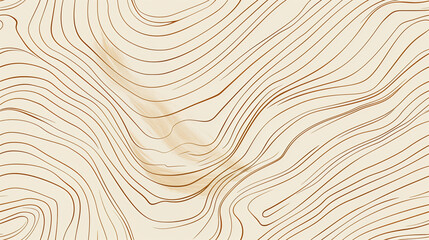 Abstract line art with flowing curves in warm brown on a light beige background