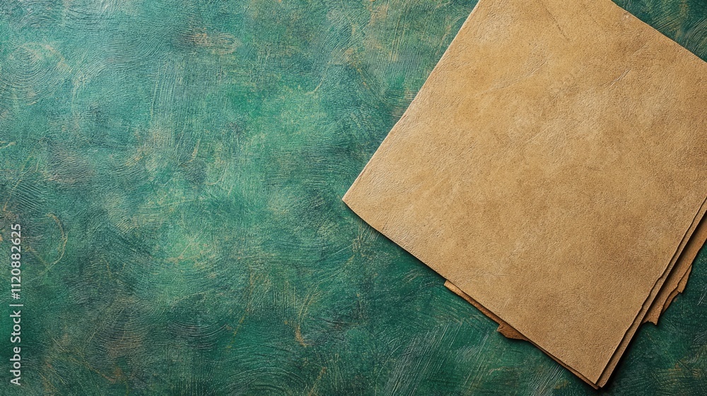 Poster textured surface of raw mdf board placed on a vibrant green background showcasing craftsmanship and 