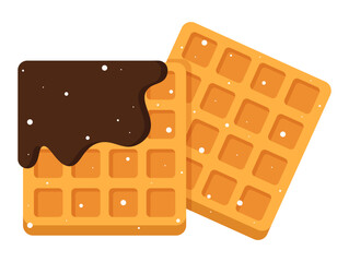 Square waffle with chocolate dripping clipart flat illustration