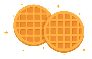 Circle waffle sweet food bakery clipart flat illustration