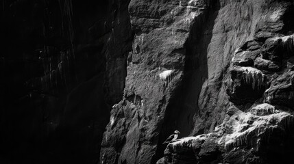 Black and white puffin perched on sheer cliffs in Iceland showcasing seabirds in a dramatic wild animal landscape setting