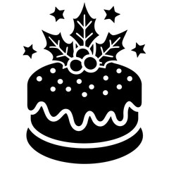 Festive christmas cake. Christmas cake. Christmas vector. Cake. Cake vector. Christmas cake icon. Silhouette.