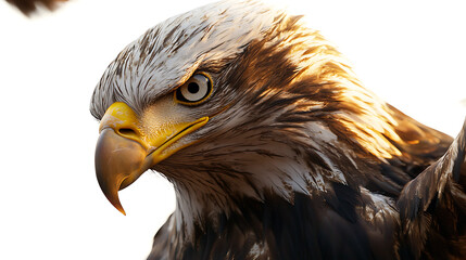 A large eagle with its head turned to the side