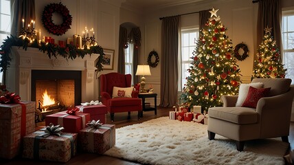 A grand Christmas room is decoration with beautiful candel