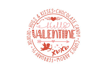 Obraz premium Hello Valentine Xoxo, Farmhouse Sign Design