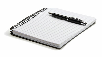 Spiral Notebook and Pen Isolated in White. Generative ai