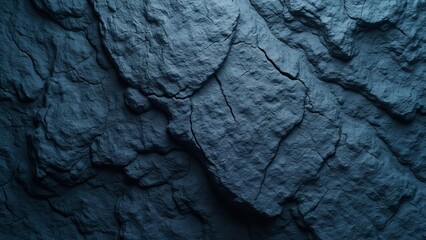 Photorealistic Aerial View of Alien Rock Texture, Dark Blue & Grey Hues, High Contrast