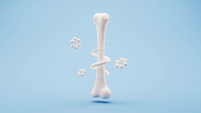 Biological anatomy of the skeleton and bone health, 3d rendering.