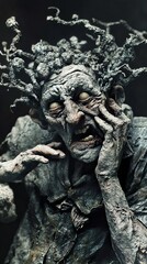 Fototapeta premium Grotesque Stone Figure: A Dark Fantasy Sculpture