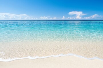 Fototapeta premium Relaxing beach escape maldives landscape tranquil waters seaside serenity crystal clarity