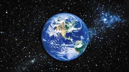 Obraz premium Stunning Earth in Cosmic Space with Stars and Galaxies Surrounding