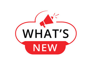 What’s new vector sign, badge icon. Modern banner element on white