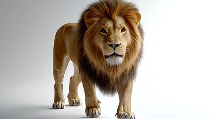Obraz premium A lion is standing in front of a white background