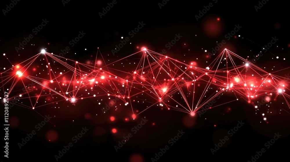 Poster abstract red network design with sparkling light effects