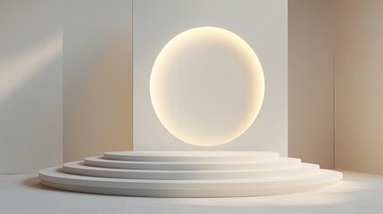 Fototapeta premium Modern Minimalist Stage Design with Circular Light Feature