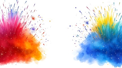 Vibrant Watercolor Fireworks Festive Celebration Design