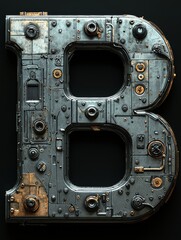 Industrial Metal Letter B in Rustic Design