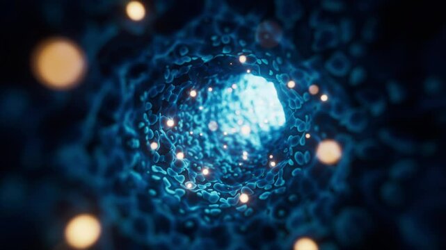 Fantastic organic tunnel with wave details, 3d rendering.