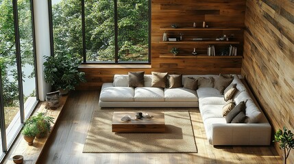 Featuring a Cozy Couch and Expansive Panoramic Window
