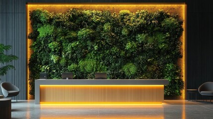 Eco-Friendly Hotel Lobby Design with Vertical Garden Natural Light and Minimalist Comfort