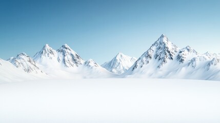 Obraz premium Snow-covered mountains under a clear blue sky.