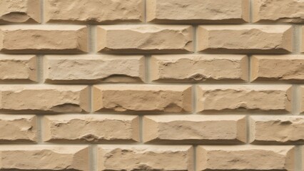 Obraz premium Close-Up of Light Brown Sandstone Wall Cladding, Textured Brick Blocks with Natural Veining Patterns