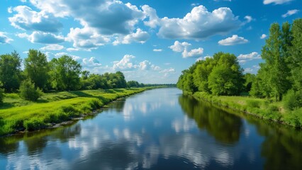Obraz premium Serene Medvedevo River, Stunning Russian Landscape Photography