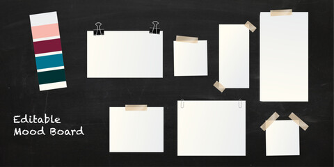 Editable mood board for design projects, vector mood board