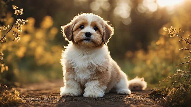 beautiful sitting reddish havanese puppy video dog looking upward pet happy adorable animal cheerful orange blood red attractive bichon breed brown charming cute doggy domestic male friends