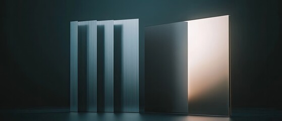 Glowing door opening to light, abstract concept.