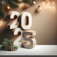 2025 Golden 3d Letters Happy New Year, 2025, 3d 2025, Golden 2025