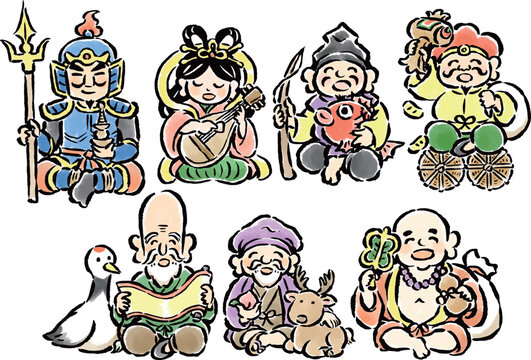 七福神 🐉七福神見立て絵 「笑う家族は七福神」 遂に完成しました