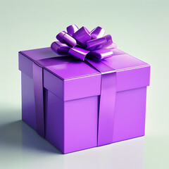 glossy purple gift box with shiny bow, perfect for celebrations and special occasions. This vibrant box adds touch of elegance and joy to any event