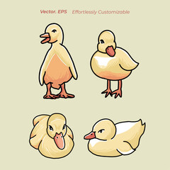 Cute Hand-Drawn Duckling Vector Illustrations