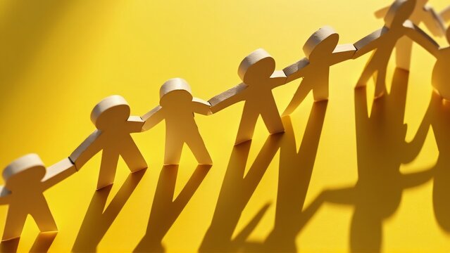 Paper People Chain, Unity, Community, Togetherness - Abstract Art