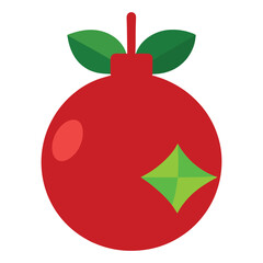 Red Christmas tree ball bow leaf Christmas ornament Vector illustration Adobe Illustrator Artwork