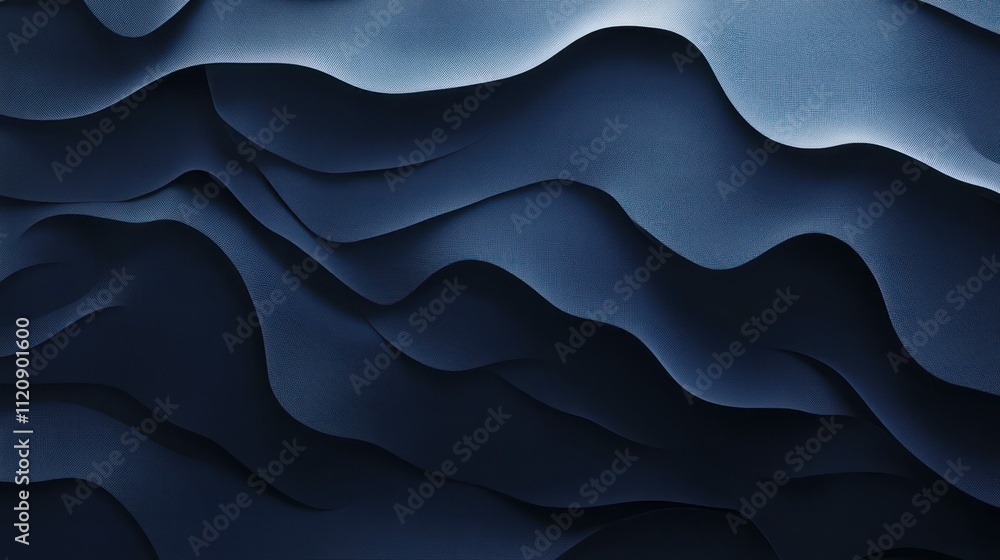 Poster abstract dark blue waves creating a textured, flowing pattern.