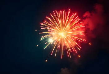 Fototapeta premium scenic fireworks explosionon the sky design featuring vibrant overlapping lines in dynamic patterns ai generated