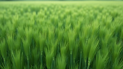 Obraz premium Aerial View of Lush Green Grass Meadow, Dense, Thick Blades of Tall Grass in a Field, Photorealistic Nature Texture